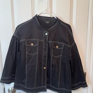 Worth Women's Black Jean Jacket with White Stitching